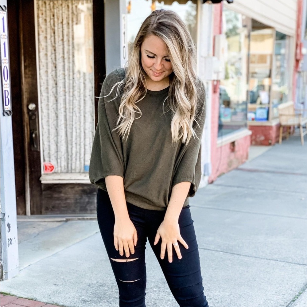 Perfect Olive Dolman Sleeve Top